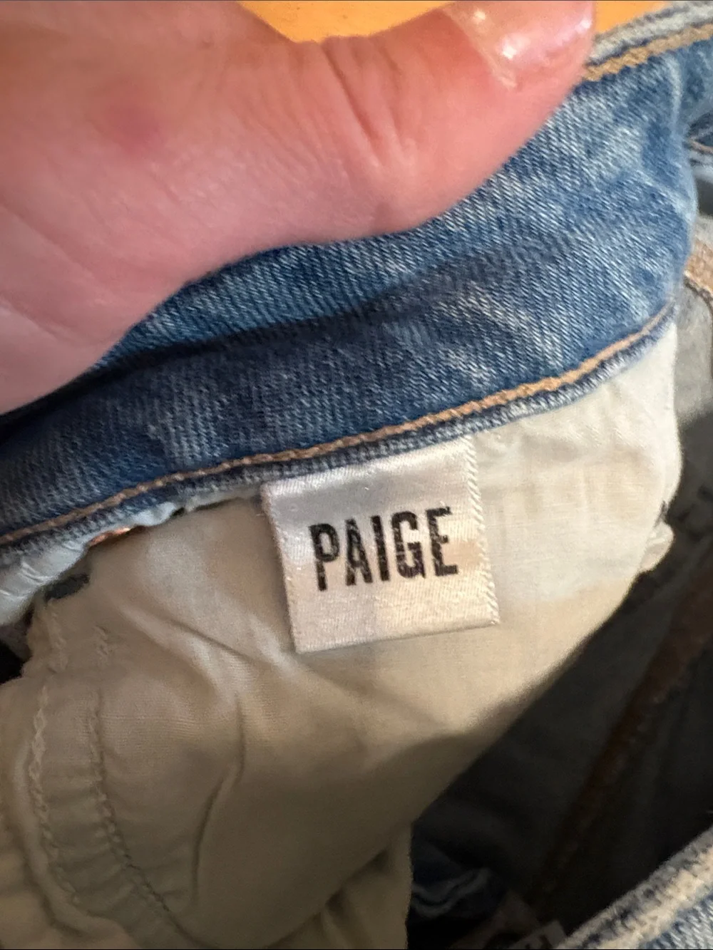 PAIGE Light Blue Ripped Straight Jeans